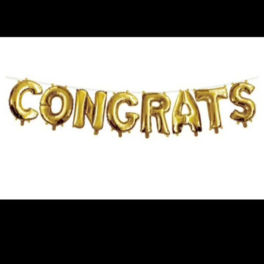 Gold Congrats Balloon Banner